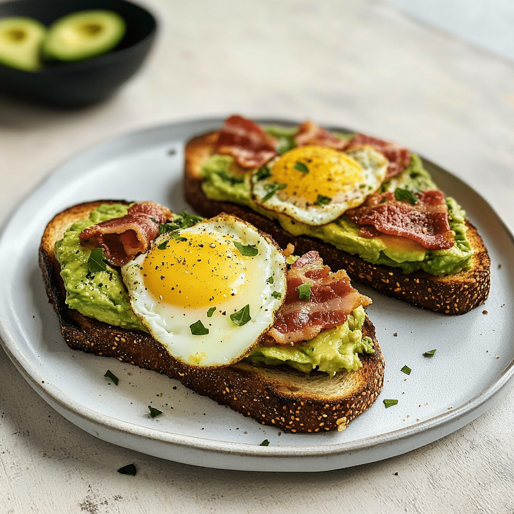 Avocado Bacon and Egg Toasts