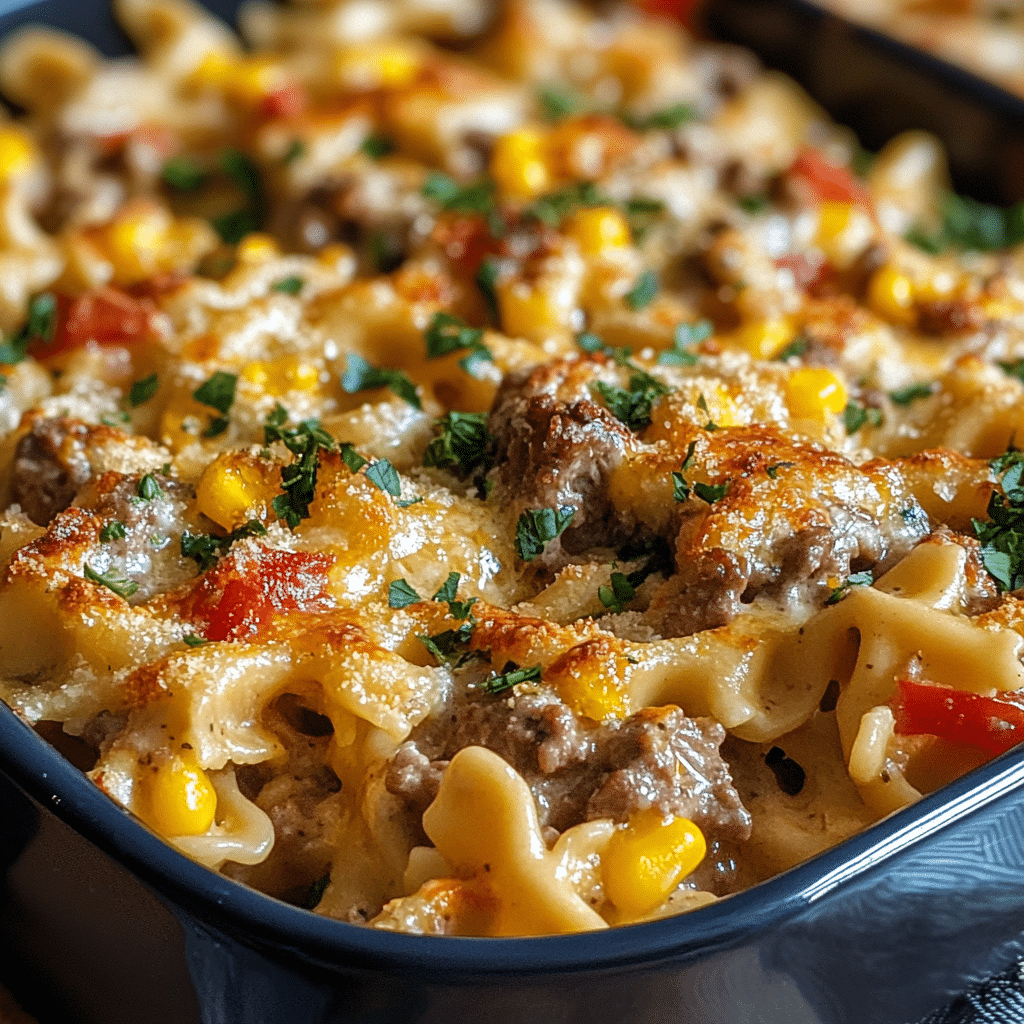 Creamy Ranch Beef and Sweet Corn Bowtie Casserole