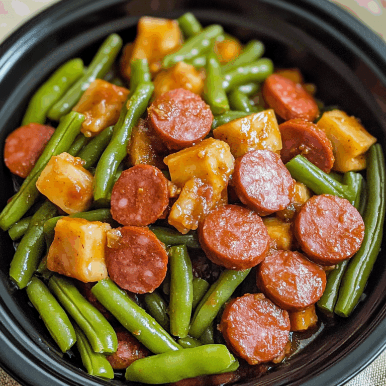Crockpot Kielbasa and Green Beans