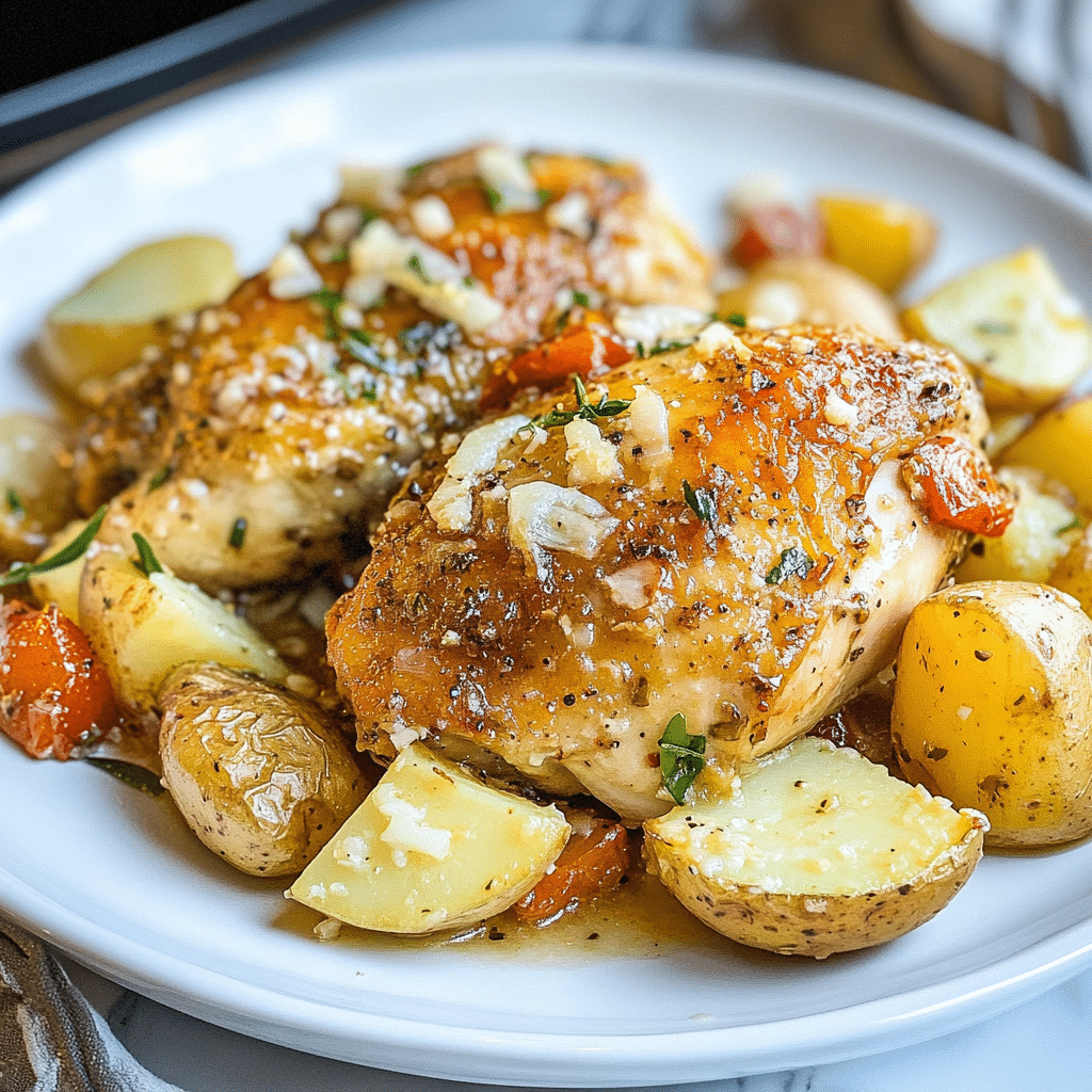 Slow Cooker Garlic Parmesan Chicken and Potatoes
