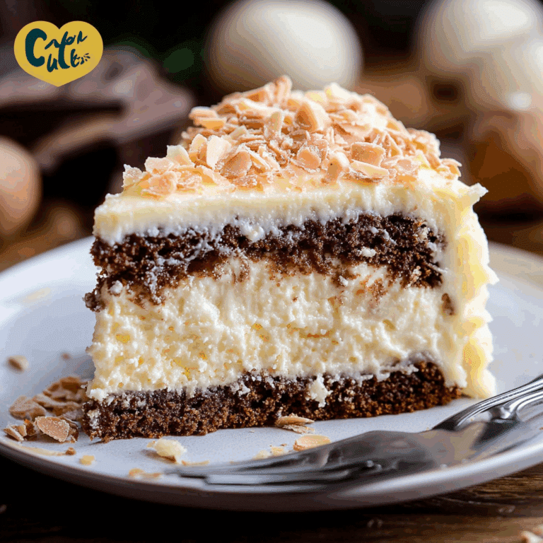White German Chocolate Cake with a Cheesecake Center