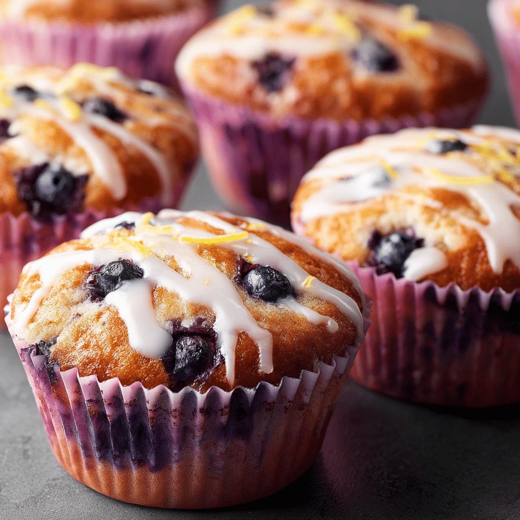 Blueberry Muffins with Lemon Glaze