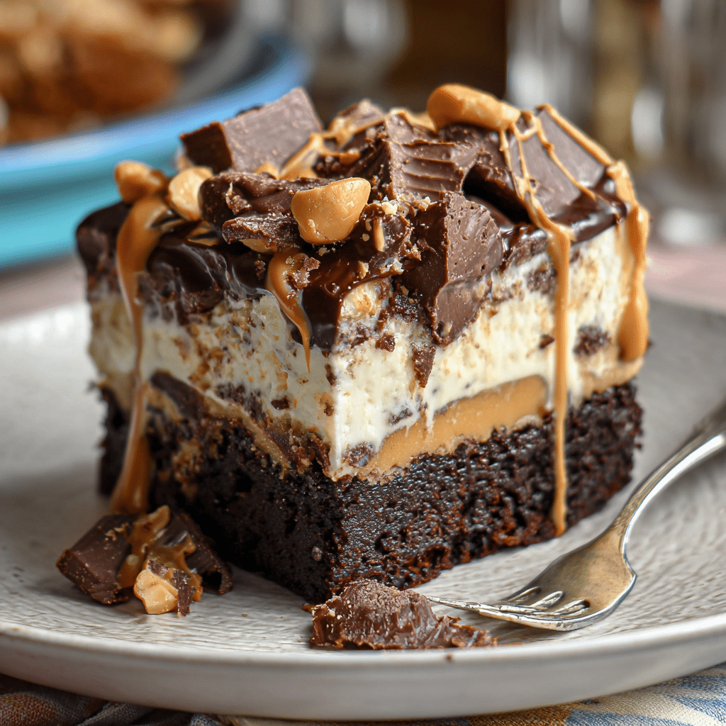 Chocolate Peanut Butter Poke Cake
