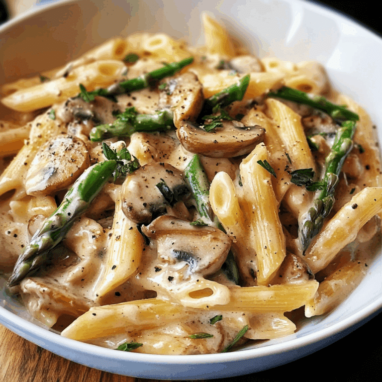 Creamy Mushroom and Asparagus Chicken Penne