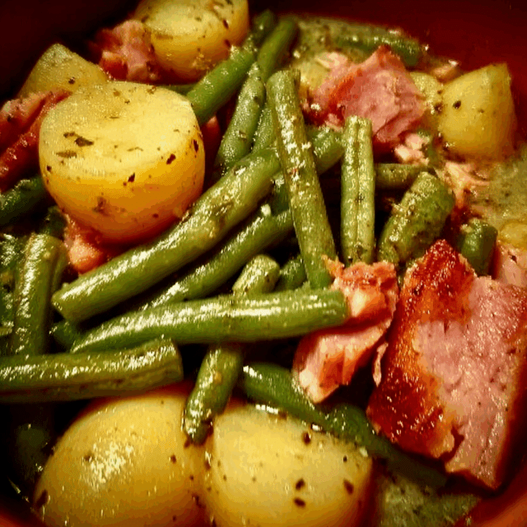 Crockpot Ham, Green Beans and Potatoes