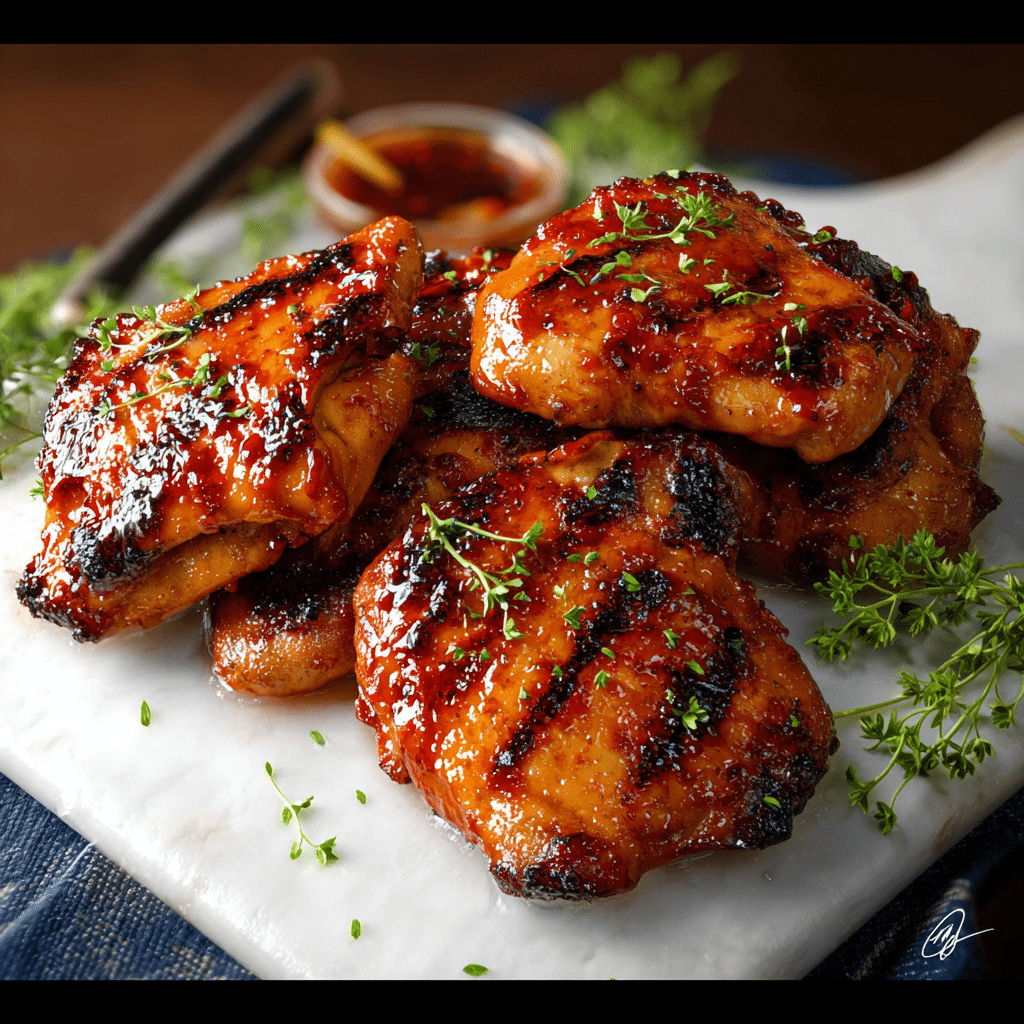Grilled BBQ Boneless Chicken Thighs