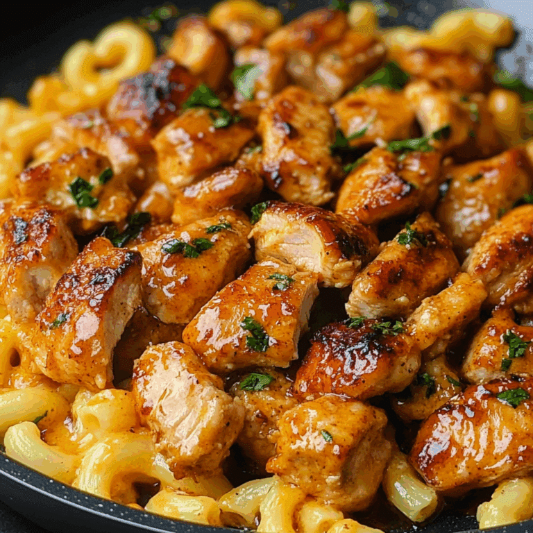 High Protein Honey Garlic Butter Chicken with Mac & Cheese
