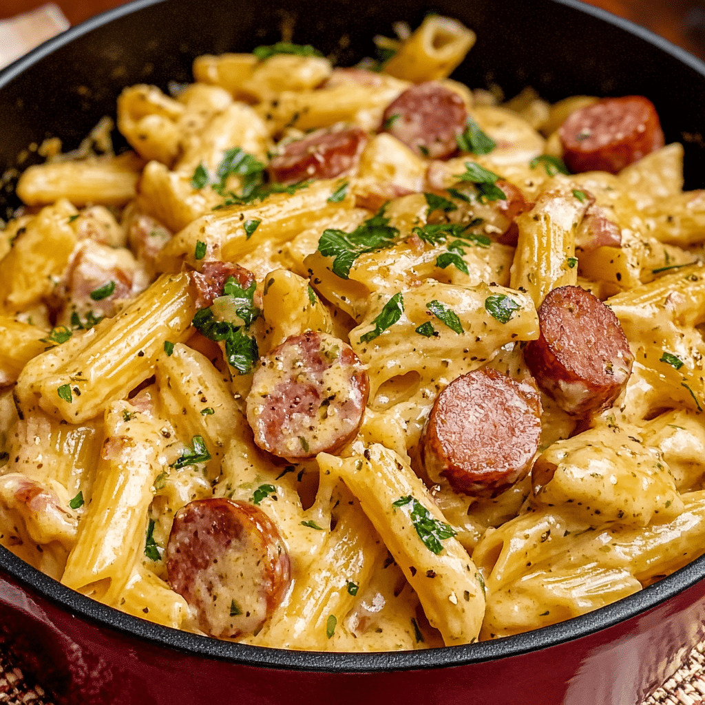 One pot creamy Kielbasa pasta