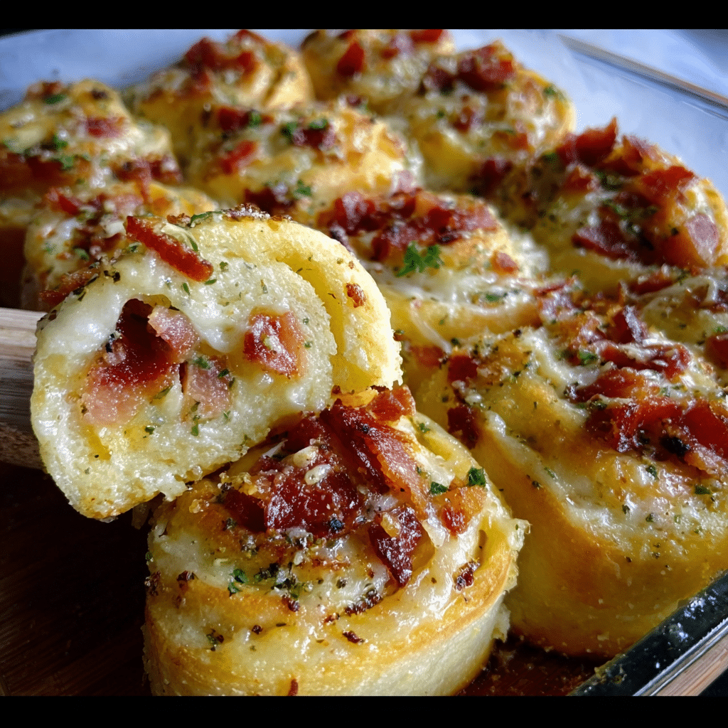 Ooey-Gooey Garlic Butter Bacon Ranch Pizza Rolls