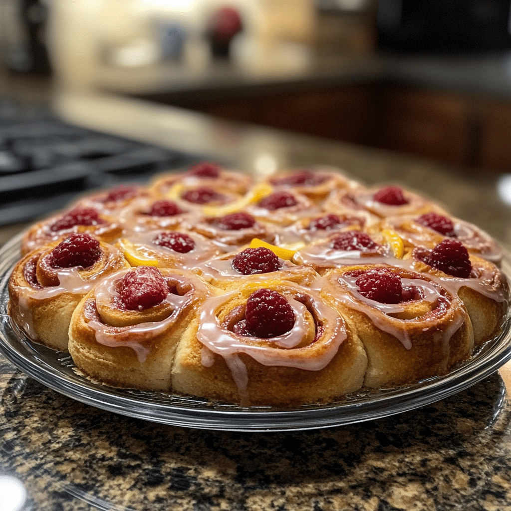 Raspberry Cinnamon Rolls with Lemon Glaze