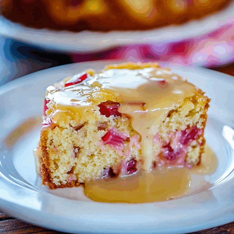 Rhubarb Cake with Butter Sauce