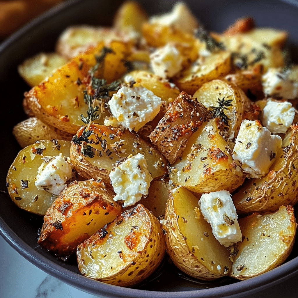 Roasted Potatoes with Baked Feta and Garlic