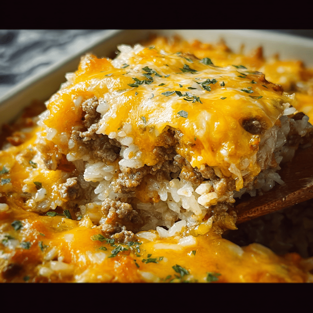 Cheesy Ground Beef and Rice Casserole