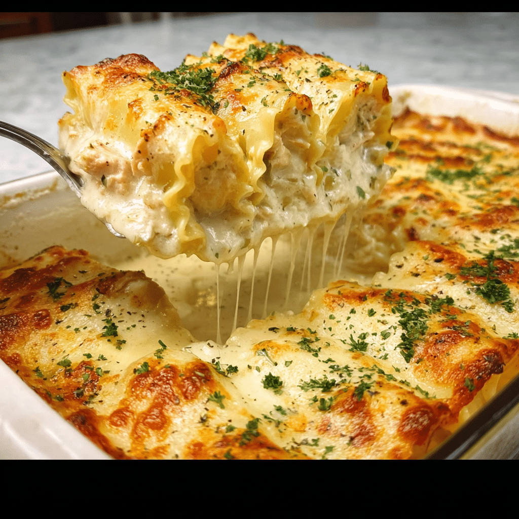 Chicken Alfredo Lasagna Rolls