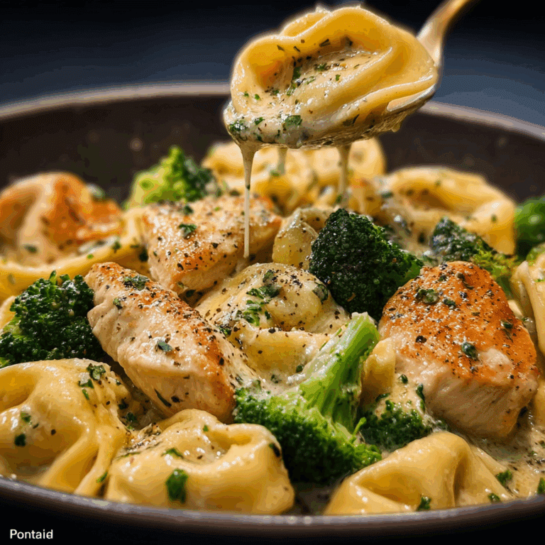 Creamy Garlic Parmesan Tortellini with Chicken & Broccoli