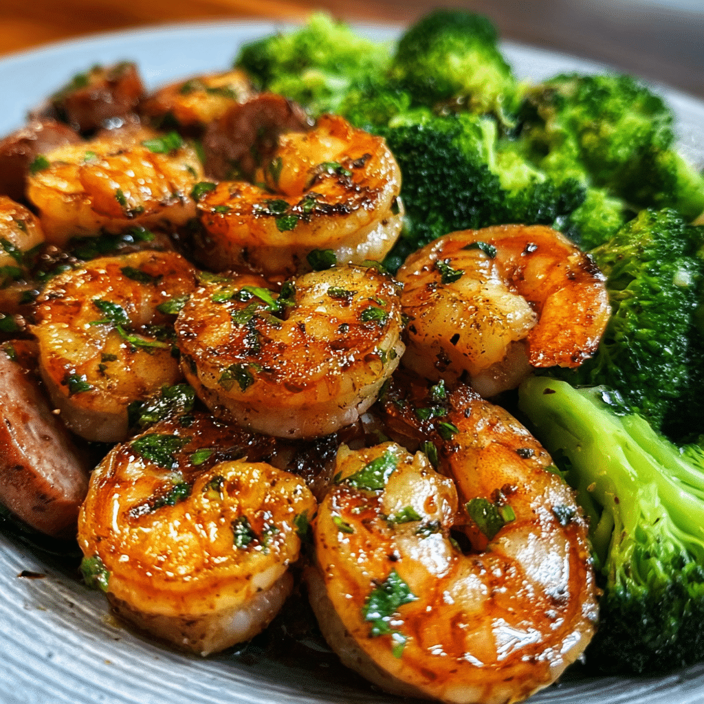 Honey Garlic Shrimp, Sausage & Broccoli