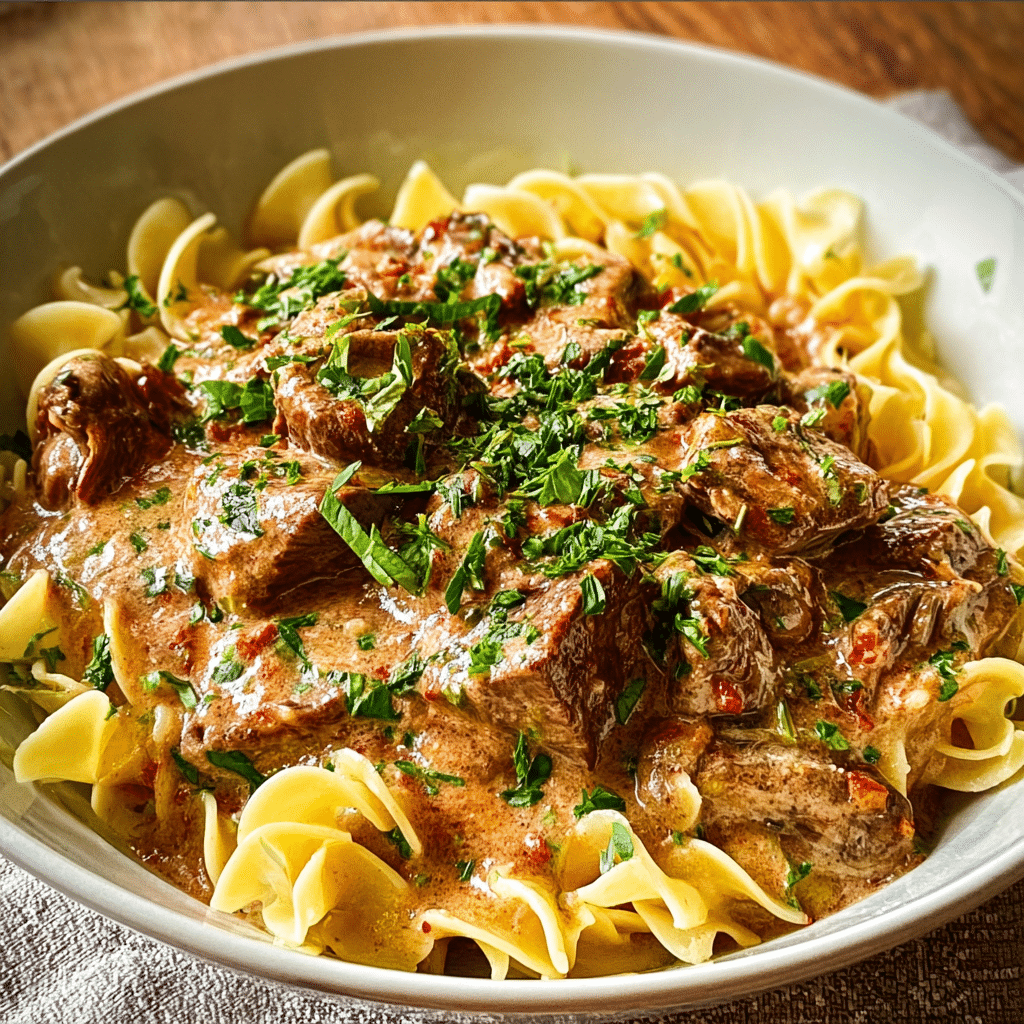 Slow Cooker Beef Stroganoff