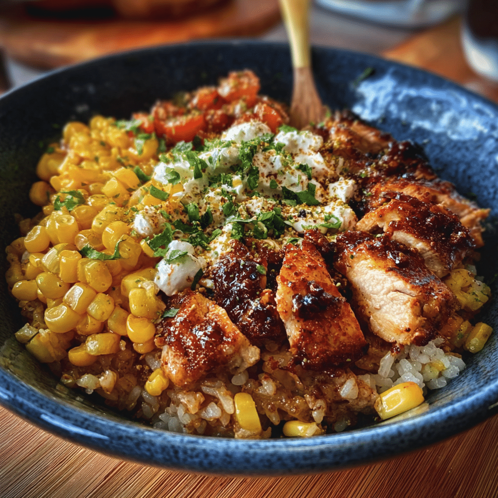 Street Corn Chicken Rice Bowl