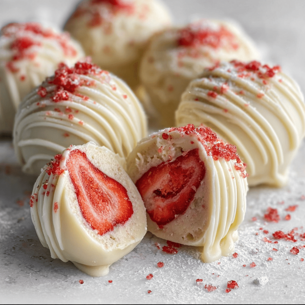 White Chocolate Strawberry Truffles