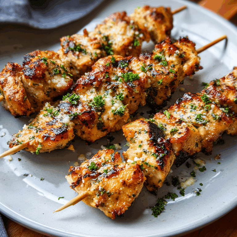 Air Fryer Garlic Parmesan Chicken Skewers