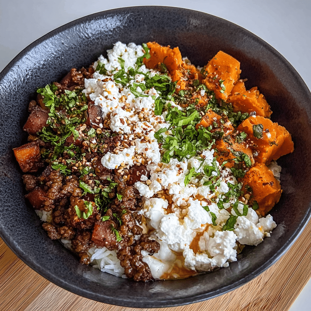 Sweet Potato Beef Bowls with Cottage Cheese