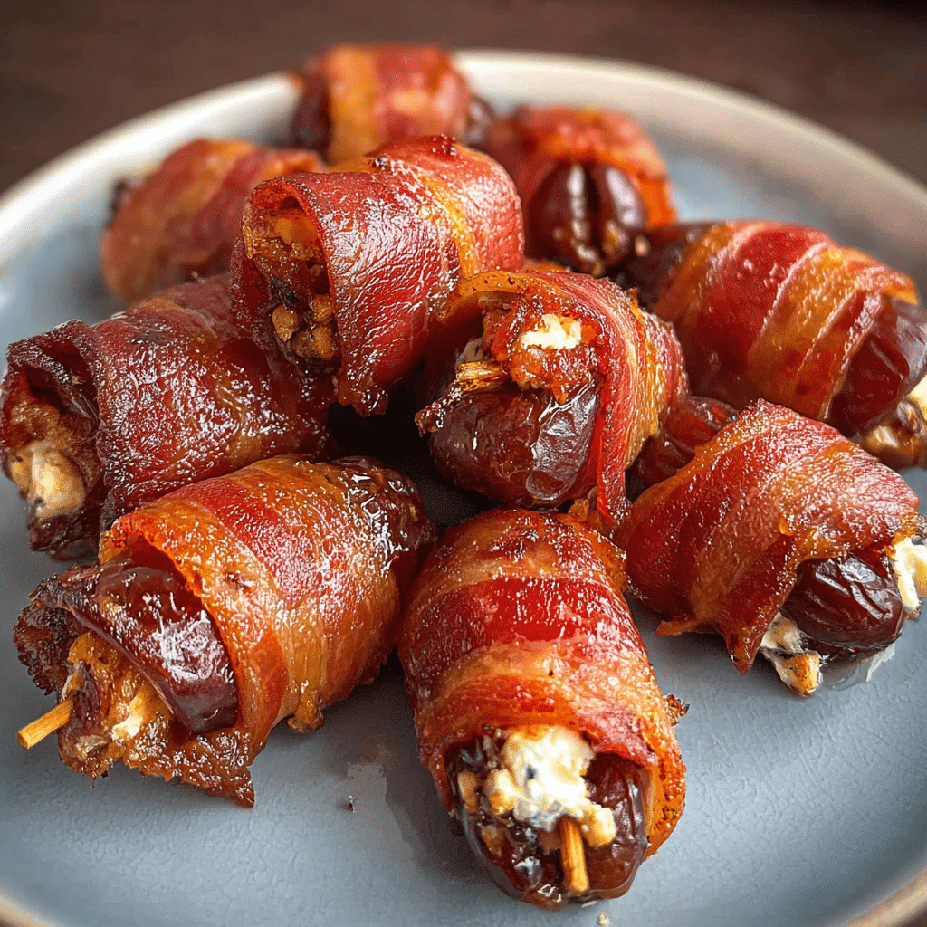 Bacon Wrapped Dates with Goat Cheese