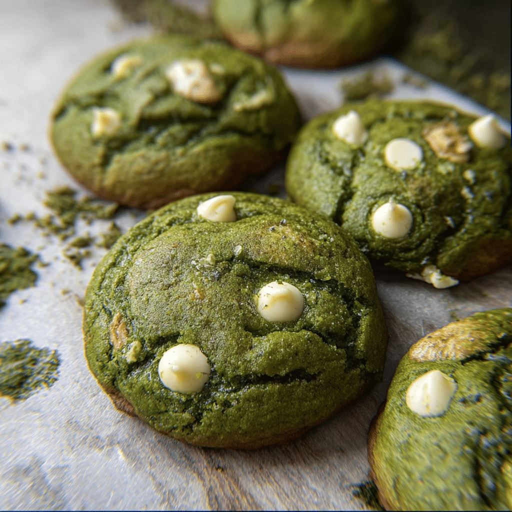 Matcha Mochi Cookies with White Chocolate Chips