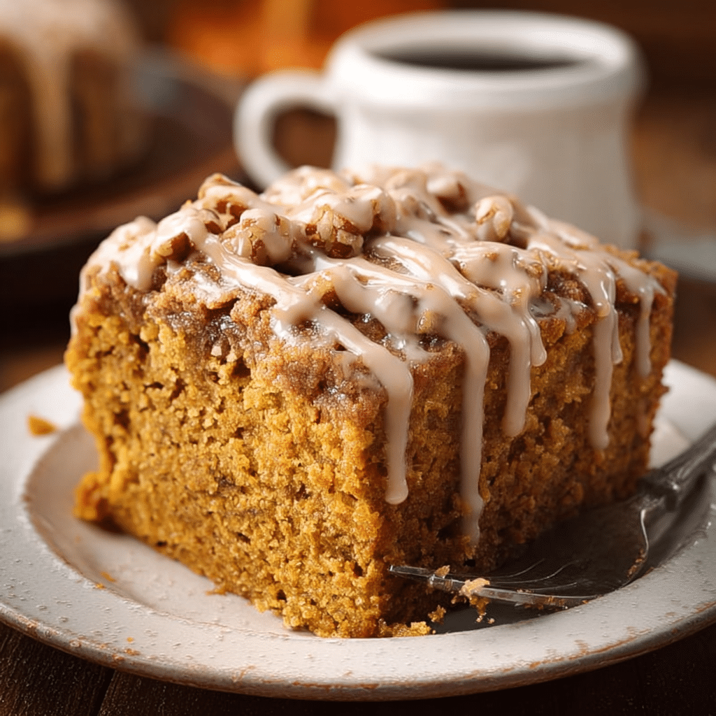 Pumpkin Coffee Cake with Maple Glaze