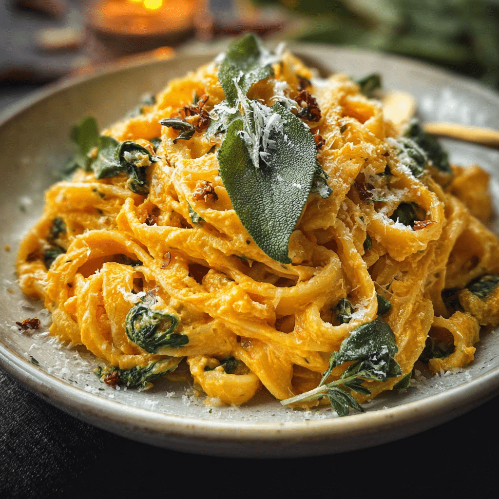 Pumpkin Pasta with Sage and Spinach