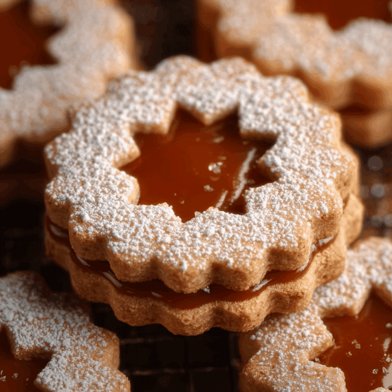 Salted Caramel Linzer Cookies