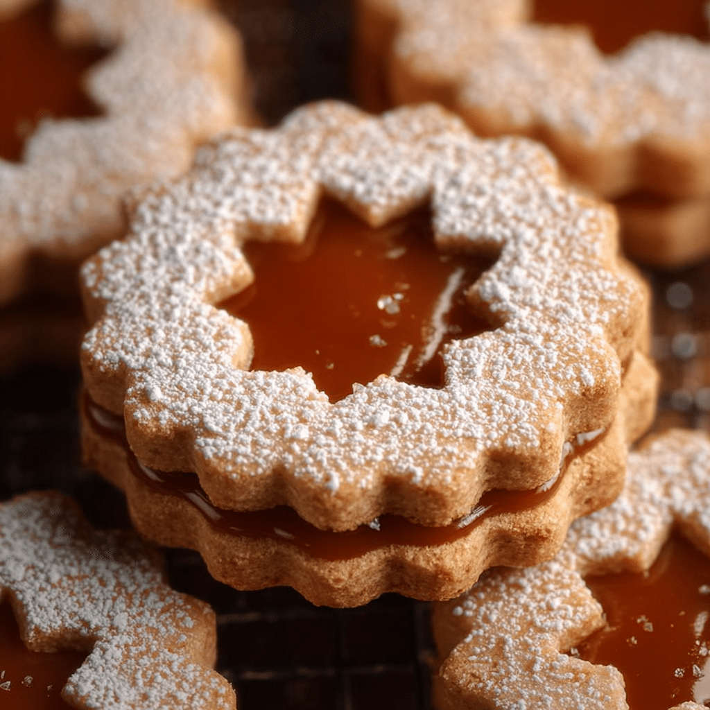Salted Caramel Linzer Cookies
